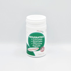 Resveratrol + Curcumin + Quercetin + Vitamine Kapseln 