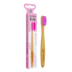 Nordics Öko Zahnbürste Kids Bambus mit pinken Borsten 