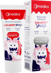 Nordics Probiotische Zahnpasta Kids Strawberry Splash ohne Flourid 50ml 