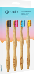 Nordics Öko Zahnbürsten Bambus Sparpack 4x Erwachsene 