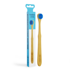 Nordics Öko Zungenbürste Bambus mit blauen Borsten 