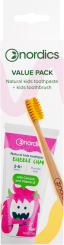 Nordics Zahnpasta Kids Bubble Gum + Öko Zahnbürste Kids Bambus Gelb  