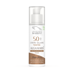 Alga Maris getönte Sonnencreme bio für Gesicht LSF 50 golden LdB 