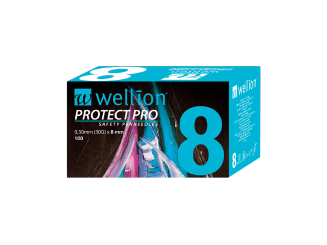WELL128 Wellion PROTECT PRO Sicherheitspennadeln (Safety Pennadeln), 100 Stück 