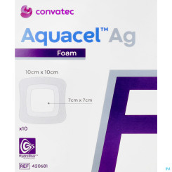 Aquacel Ag Foam Haftend 10 x 10 cm 