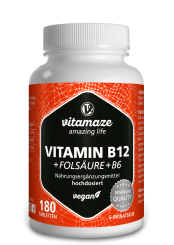 Vitamin B12 1.000 µg + Folsäure B9 + B6 hochdosiert Tabletten 