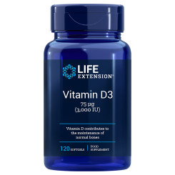 LifeExtension Vitamin D3 75 μg (3000 IE) 