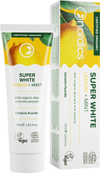 Nordics Bio Zahnpasta Whitening Super White Zitrone & Minze 75 ml 