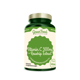 GreenFood Nutrition Vitamin C 500 + Hagebutten-Extrakt 60 Kapseln 
